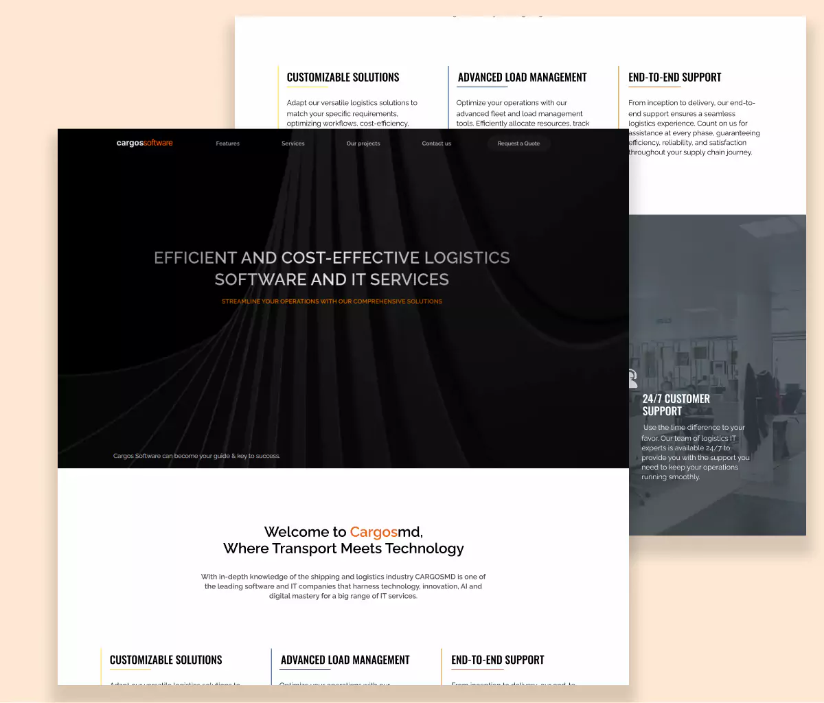 Cargosmd — previzualizarea designului site-ului