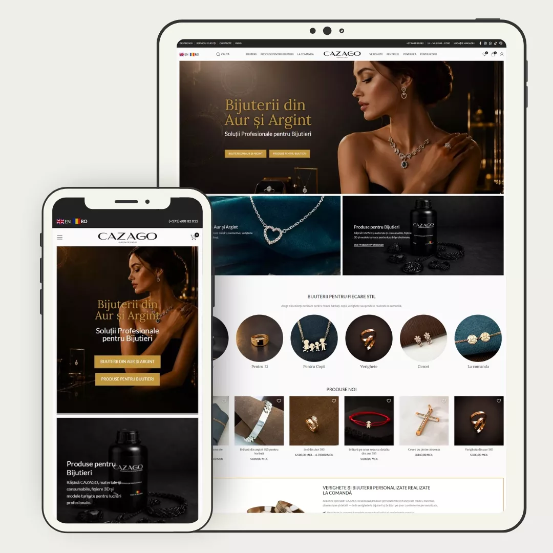 Cazago — previzualizarea designului site-ului