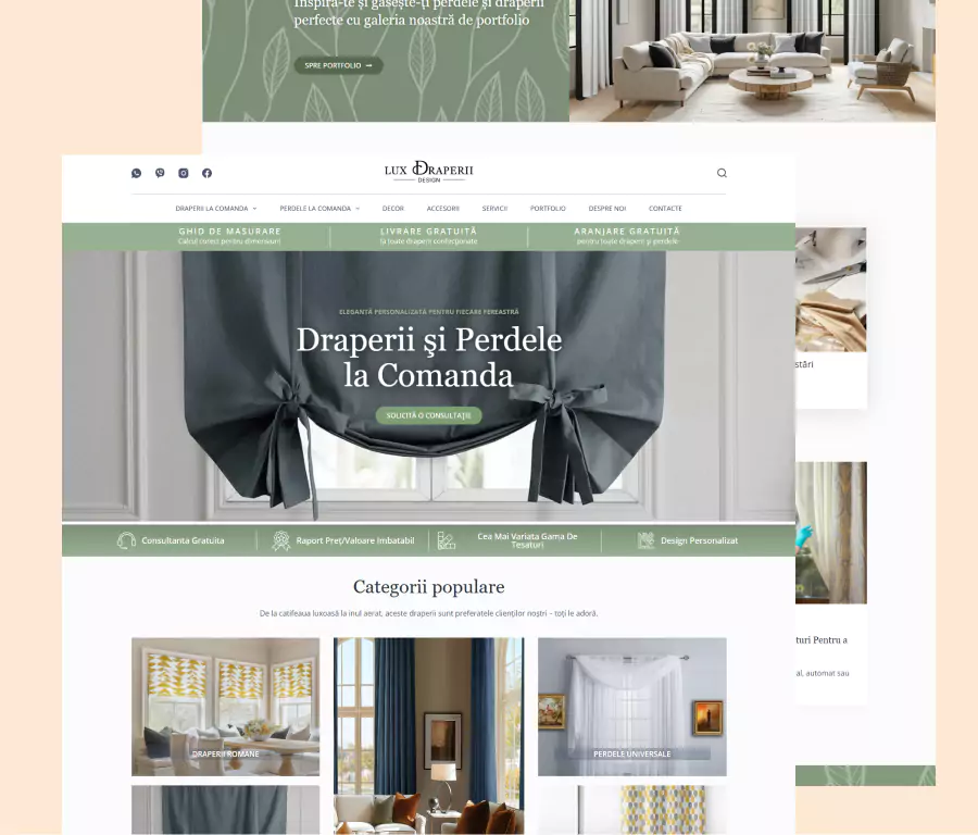 Draperii.com — previzualizarea designului site-ului