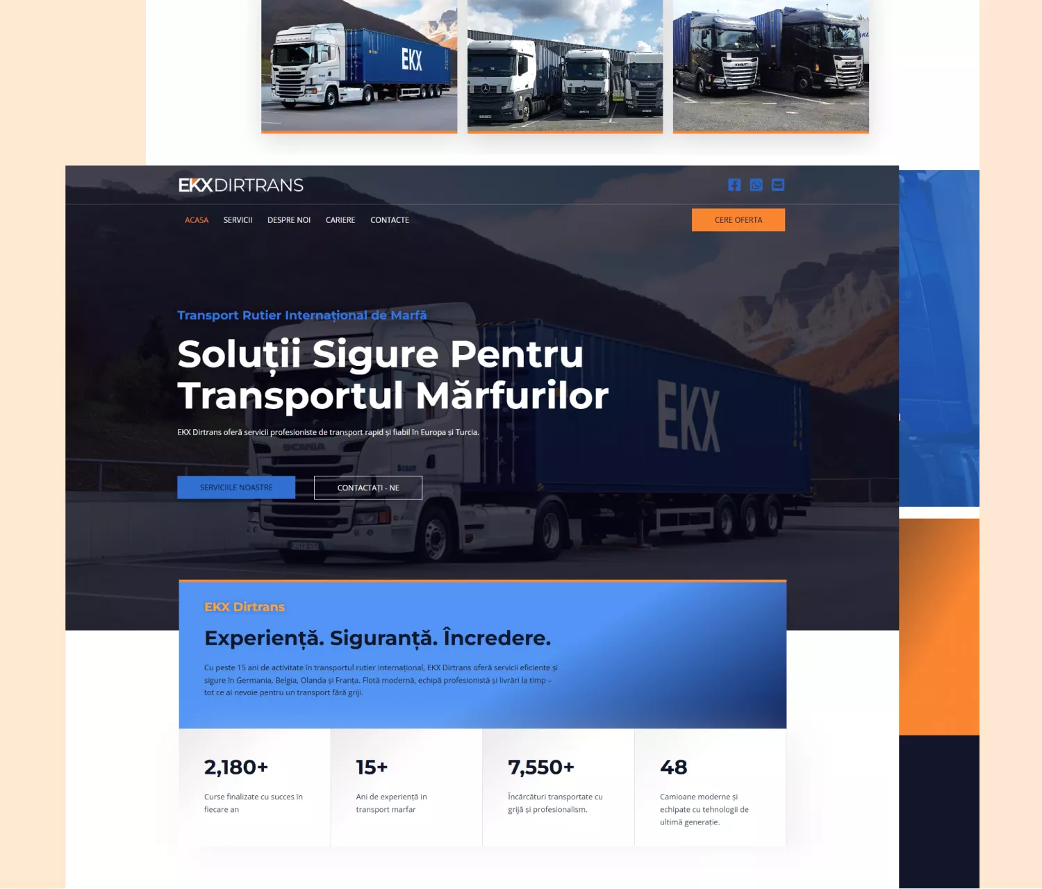 Ekxdirtrans — previzualizarea designului site-ului