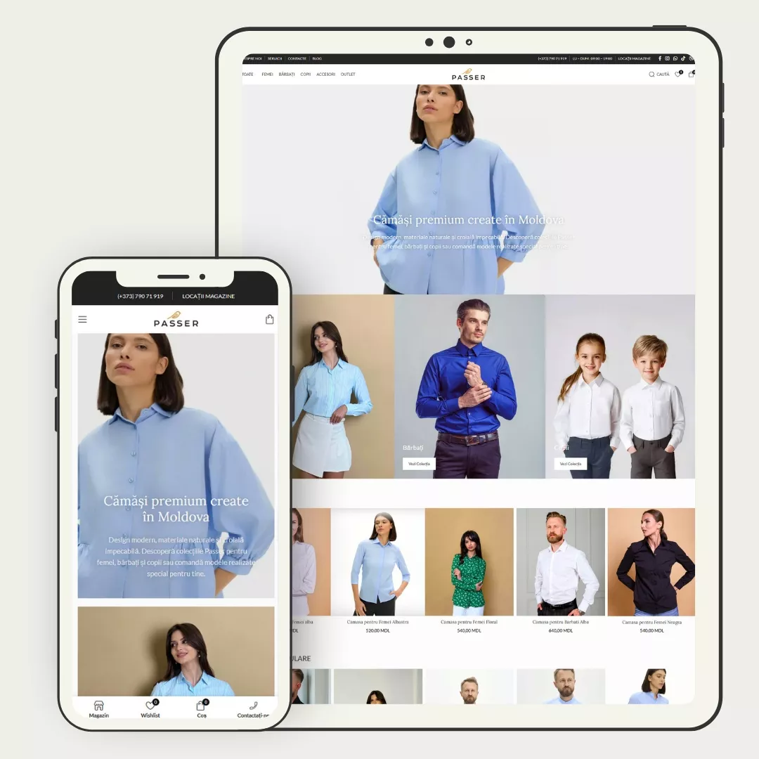 Passer — previzualizarea designului site-ului