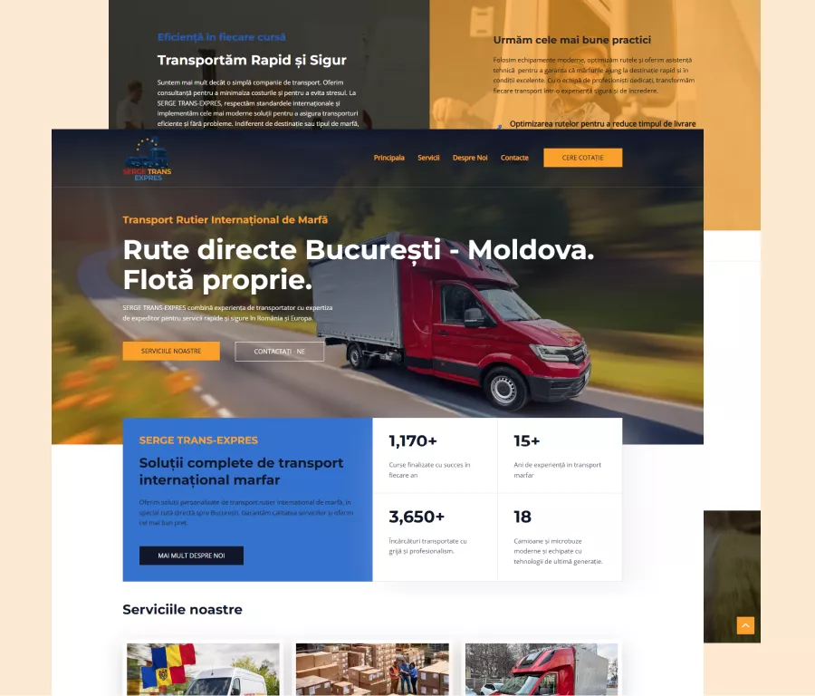 Sergetrans — previzualizarea designului site-ului
