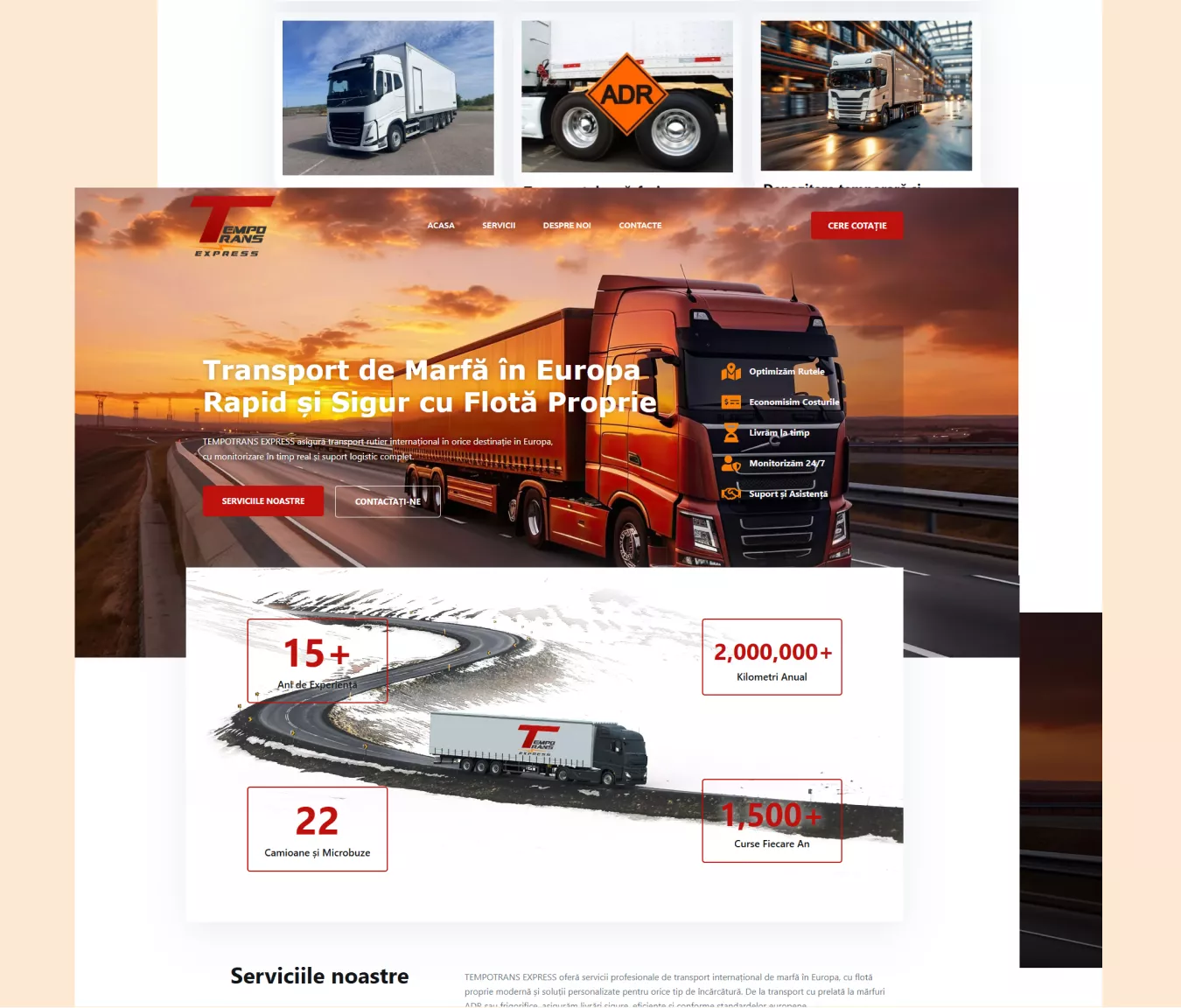 Tempotrans Express — previzualizarea designului site-ului