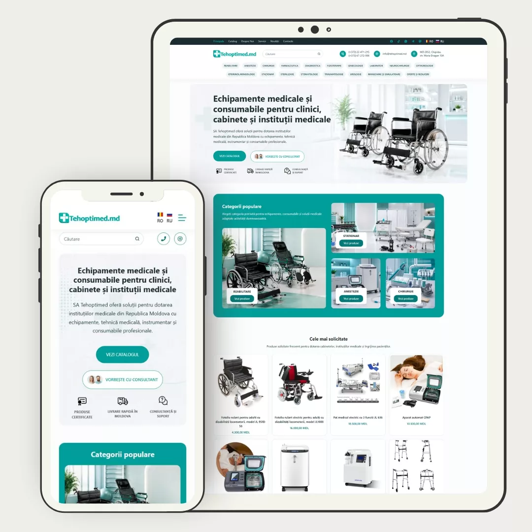 tehoptimed site catalog developed by artaddict design